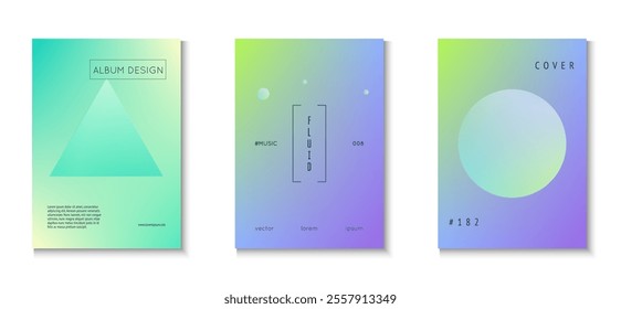 Minimal Design. Pink Holographic Set. Gradient Shape. Hologram Banner. Futuristic Hipster Poster. 3d Background. Geometric Neon Illustration. Blue Minimal Design