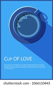 Minimal Design Poster. Cup of Coffee on a light Background & with copy space for text. Top view.