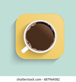 Minimal Design Poster . Cup of Coffee on a light Background. Top View