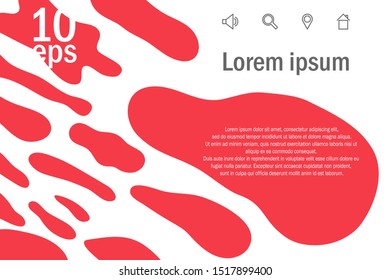 Minimal design with red abstract spots on white. Vector background template for web, brochure, cover, design, advertasing banner etc. 10 eps.