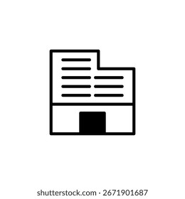 A minimal design shows a simplified architectural icon representing a building. The clean lines and monochrome palette make it suitable for various business or graphic designs, offering a versatile