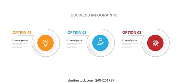 Minimales Design-Vorlage Infografik-Vektorelement mit 3-Stufen-Prozess oder Optionen, geeignet für Präsentations- und Geschäftsinformationen Grafik 