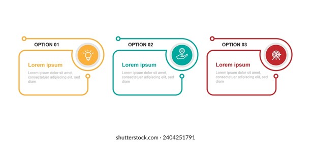 Elemento vectorial infográfico de plantilla de diseño mínimo con un proceso de 3 pasos o opciones adecuadas para la presentación y la información empresarial gráfico 