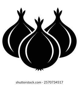 Minimal design of three onion silhouettes for icons
