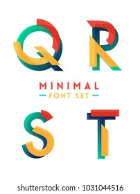 Minimal design vector alphabet with vibrant colors and geometric shapes. Beautiful modern typograhic set with abstract design.
