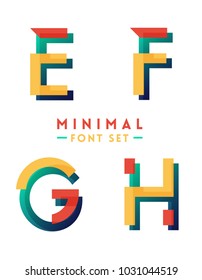 Minimal design vector alphabet with vibrant colors and geometric shapes. Beautiful modern typograhic set with abstract design.