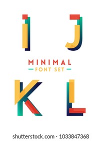 Minimal design vector alphabet with vibrant colors and geometric shapes. Beautiful modern typograhic set with abstract design.