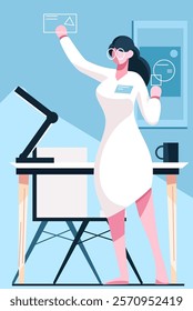 minimal design woman in lab working on new ideas
