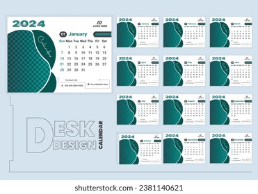 Minimal desk calendar design for new year 2024. Corporate planner design template.