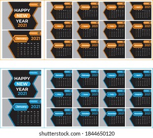 Minimal Desk Calender design 2021 with 2 color varient