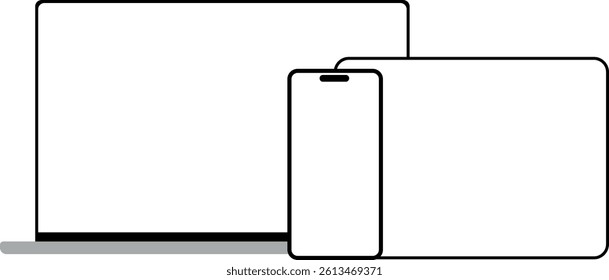 Minimal Device Icons Set Laptop Phone Tablet Vector Illustration
