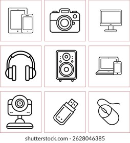 Minimal Device Icons Set – Vector EPS for Web, UI, and App Design