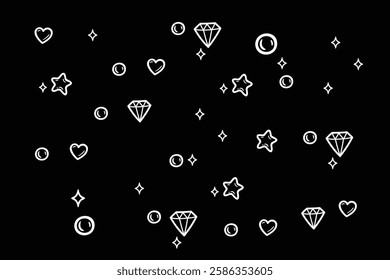 Minimal, diamond and heart symbol pattern background image. Vector background for graphic design.
