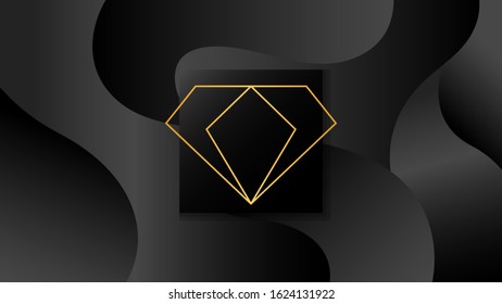 Minimal diamond on black gradient background vector.
