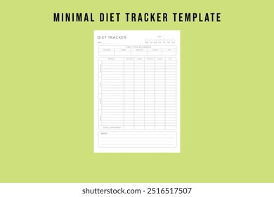 Minimal Diet Tracker Template | Simple and Effective Food Log