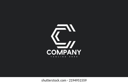 minimal digital letter C logo template
