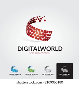 minimal digital world logo template - vector 