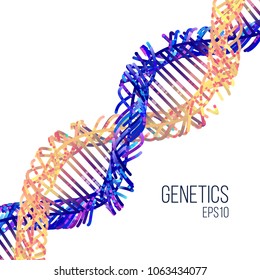 Minimal dna helix flat illustration on the white background