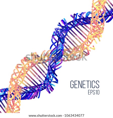 Minimal dna helix flat illustration on the white background