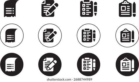 Conjunto de iconos de archivo de documento mínimo Papel moderno y gráficos de Vector de página