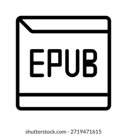Icono de documento mínimo para formato EPUB ebook, ideal para plataformas de publicación y lectura digital.