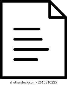 Minimal Document Icon Illustration with Text Lines and Folded Corner
