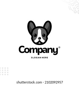 Minimal dog faces, Vektor Pet Shop logo desain template. Modern animal icon labels for shops, veterinary clinics, hospitals, residences, business services. Flat illustration background with dog head