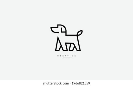 Diseño mínimo del logotipo vectorial de perro