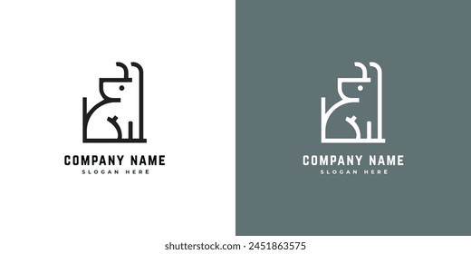 Minimal dog vector logo design