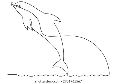 Minimal dolphin continuous one line drawing elegant outline art