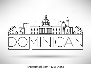 Minimal Dominican Republic City Linear Skyline With Typographic Design