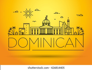 Minimal Dominican Republic City Linear Skyline with Typographic Design