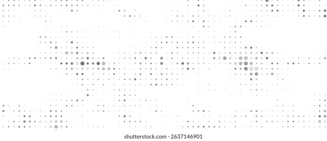 Minimal dotted grayscale background with halftone effect. Simple vector graphic pattern with grey dots on a white