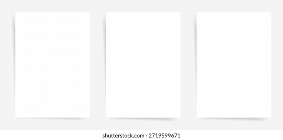 Mínimo de páginas pontilhadas de papel Definir grade de pontos limpos Folhas de notebook para Bullet Journal Sketch Notes Imprimível Modelos de vetor em branco
