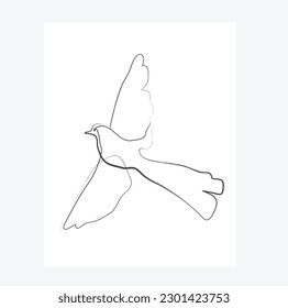 Minimal Dove Line art illustration wall art