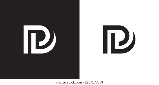 Minimal DP logo. Icon of a PD letter on a luxury background. Logo idea based on the DP monogram initials. Professional variety letter symbol and PD logo on black and white background.