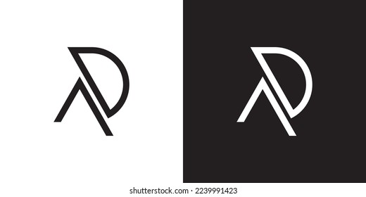 Minimal DR logo. Icon of a RD letter on a luxury background. Logo idea based on the DR monogram initials. Professional variety letter symbol and RD logo on black and white background.