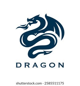 Minimal dragon logo features a bold black mythical serpent design, symbolizing strength and power, ideal for branding or creative applications.