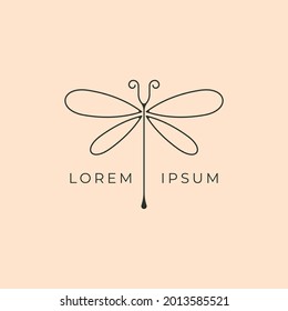 minimal dragonflies logo outline vector illustration design