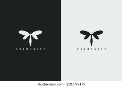 Minimal dragonfly logo, Abstract dragonfly logo.