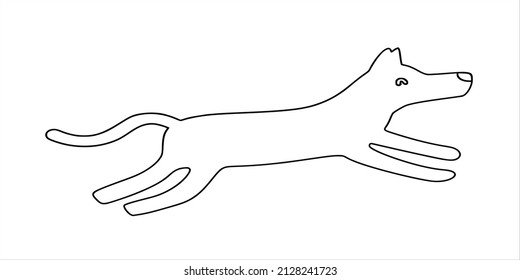 Minimal Drawing Side View Running Dog Stock Vector (Royalty Free ...