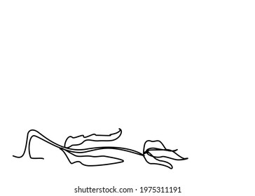 Minimal drawing style dead flower .Isolated on white background.There’s a copy space for your text. Concept sad ,dead,desperate,depressed,broken heart. Vector illustration.