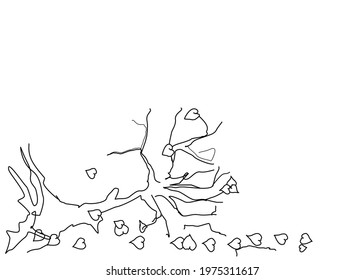 Minimal drawing style dead flower .Isolated on white background.There’s a copy space for your text. Concept sad ,dead,desperate,depressed,broken heart. Vector illustration.