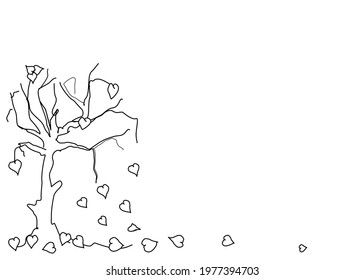 Minimal drawing style dead flower .Isolated on white background.There’s a copy space for your text. Concept sad ,dead,desperate,depressed,broken heart.