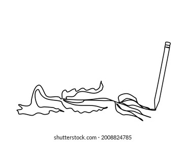 Minimal drawing style dead flower .Isolated on white background.There’s a copy space for your text. Concept sad ,dead,desperate,depressed,broken heart.vector Illustration.