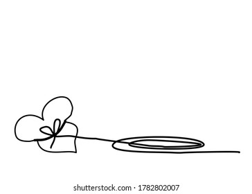 Minimal drawing style heart tied with rope , broken heart.Isolated on white background.There’s a copy space for your text.