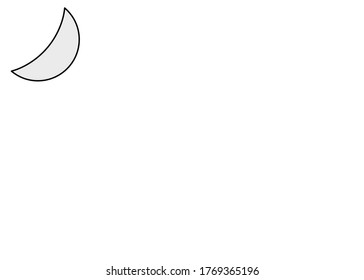 Luna de estilo de dibujo mínimo .Aislado en fondo blanco.Hay un espacio de copia para el texto.