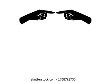 Minimal drawing style twin hand and finger.Isolated on white background.There’s a copy space for your text.