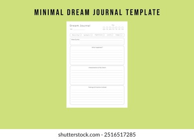 Minimal Dream Journal Template | Simple and Reflective Dream Lo