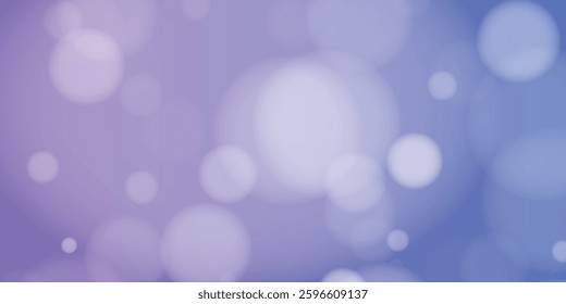Minimal dreamy bokeh background with soft glowing circles and gentle purple-blue gradient. Elegant abstract blurred lights for festive and magical designs.